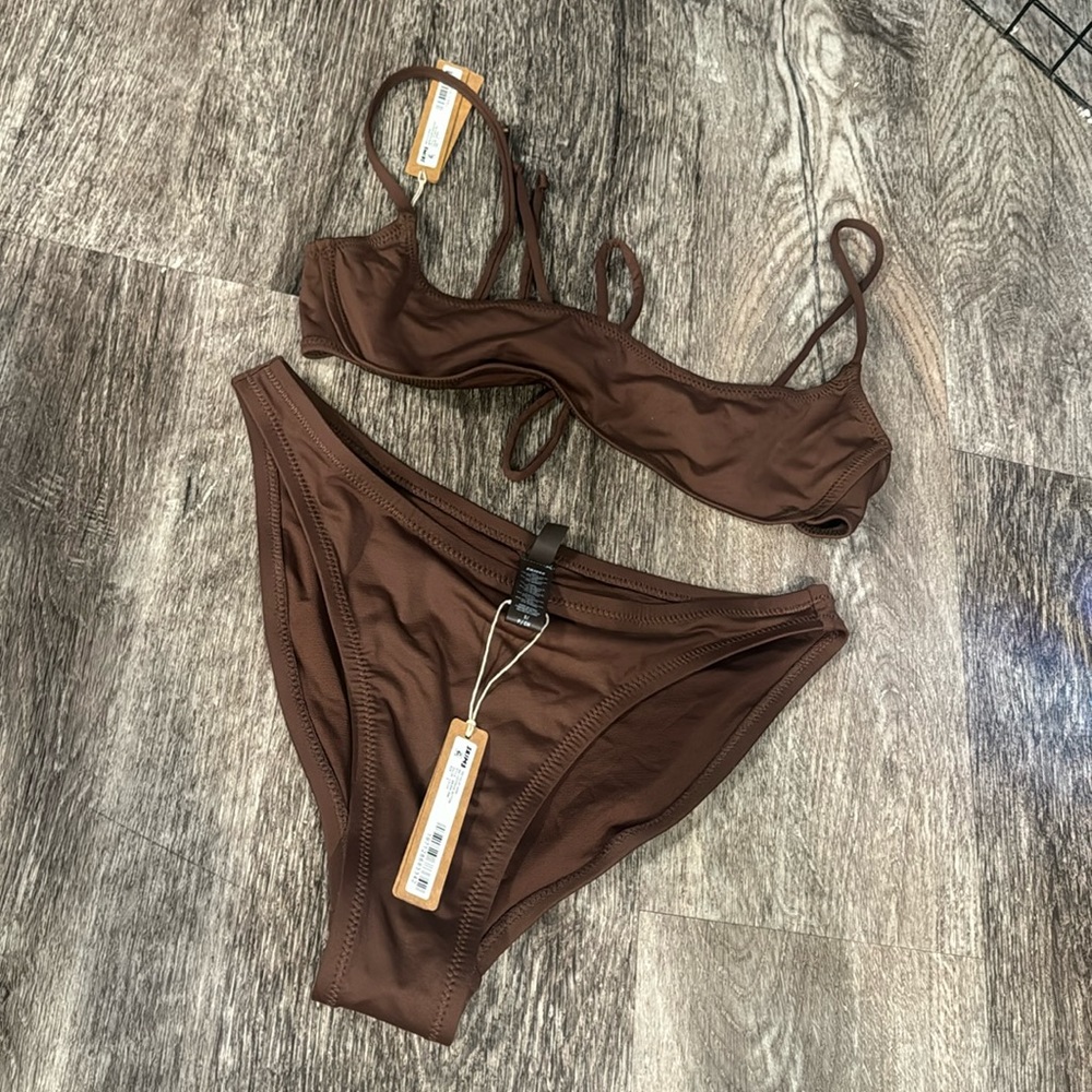NWT SKIMS micro scoop cocoa swim set